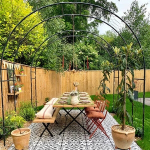 Garden Arch Black Metal Garden Archway and Patterned Tile