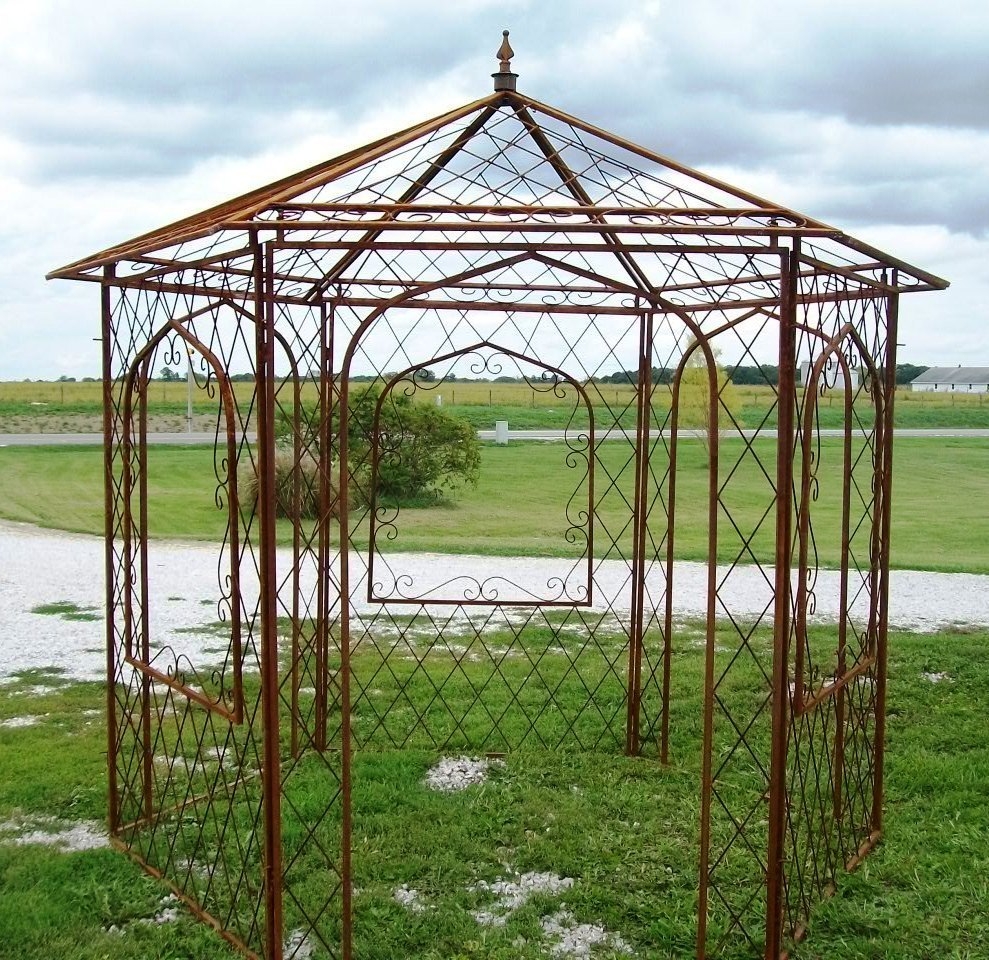 Garden Gazebo Diamond Lattice and Rustic Metal Gazebo Design