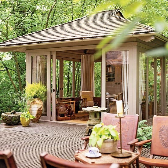 Garden Pavilion Sliding Glass Walls and Wraparound Deck
