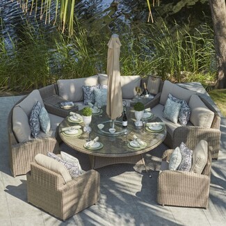 Garden Sofa Set: Rattan Half Moon with Lazy Susan Table