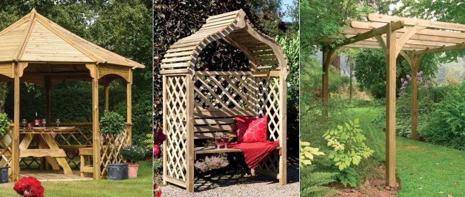 Garden Structures Diagonal Lattice and Timber Frame Support