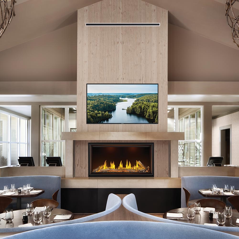Gas Fireplace Tall Linear Vertical Wood Accent Hearth