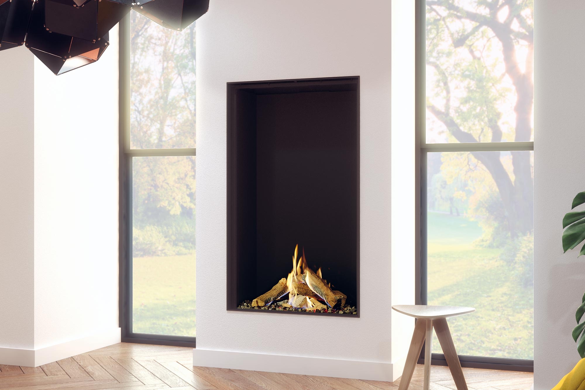 Gas Fireplace Tall Portrait Format Built-in Firebox