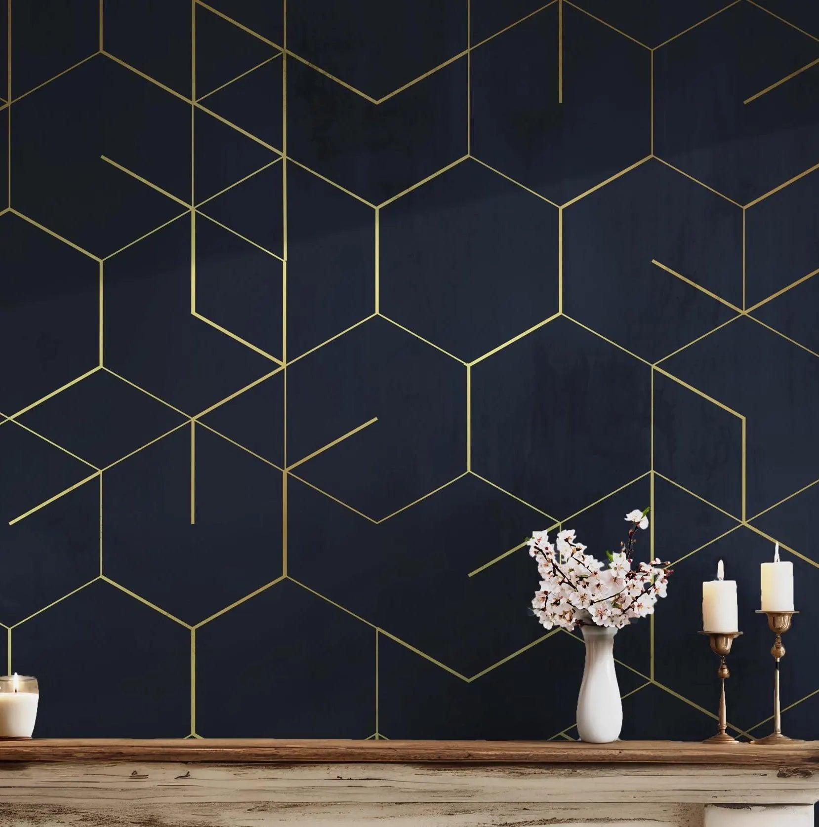 Geometric Wallpaper Oversized Hexagons Modern Decor