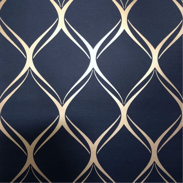 Geometric Wallpaper Wave Ogee Pattern Metallic Sheen