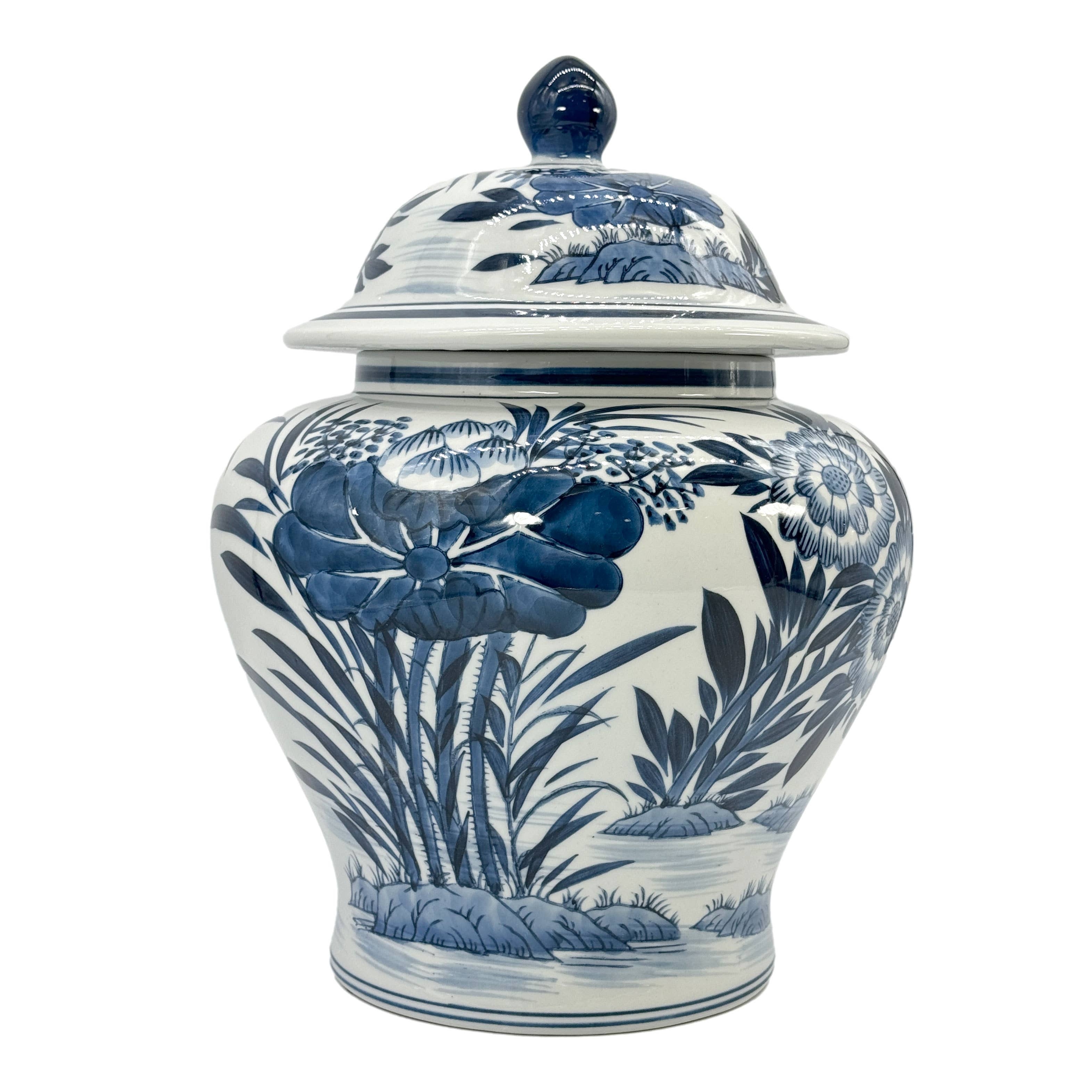 Ginger Jar Bamboo Motif and Wide Bulbous Body Porcelain