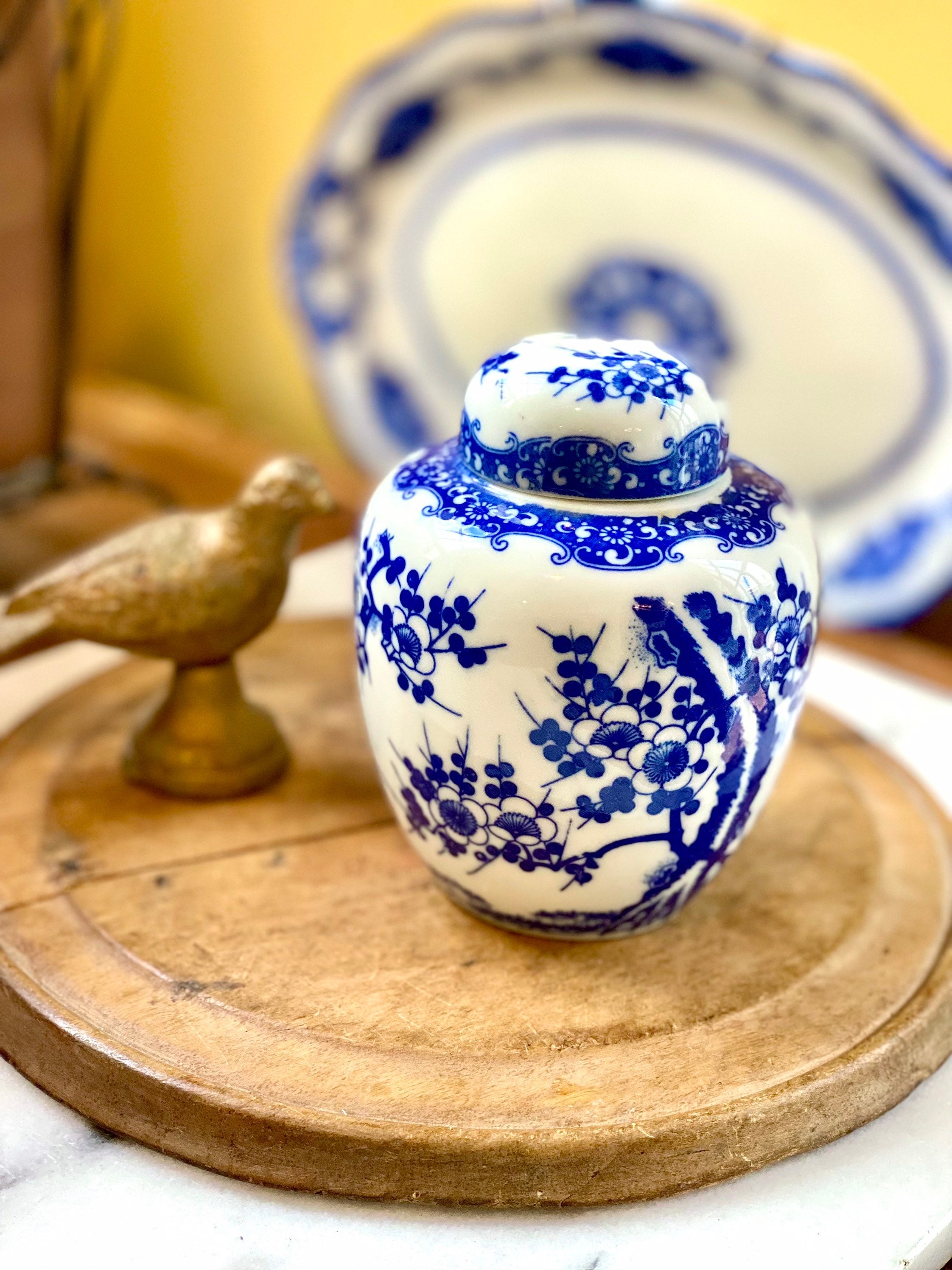Ginger Jar Cherry Blossom Motif with Matching Lid