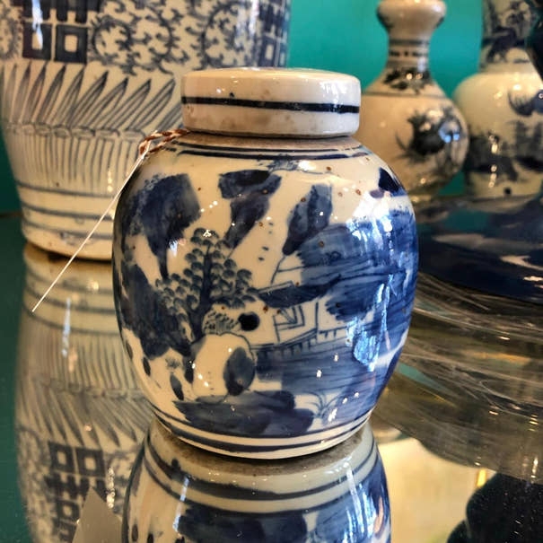 Ginger Jar Landscape Pattern with Antique Glazed Finish