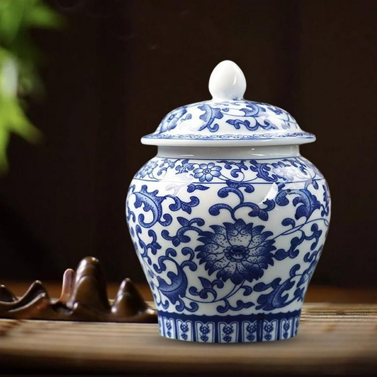 Ginger Jar Oriental Centerpiece with Floral Scroll Motif