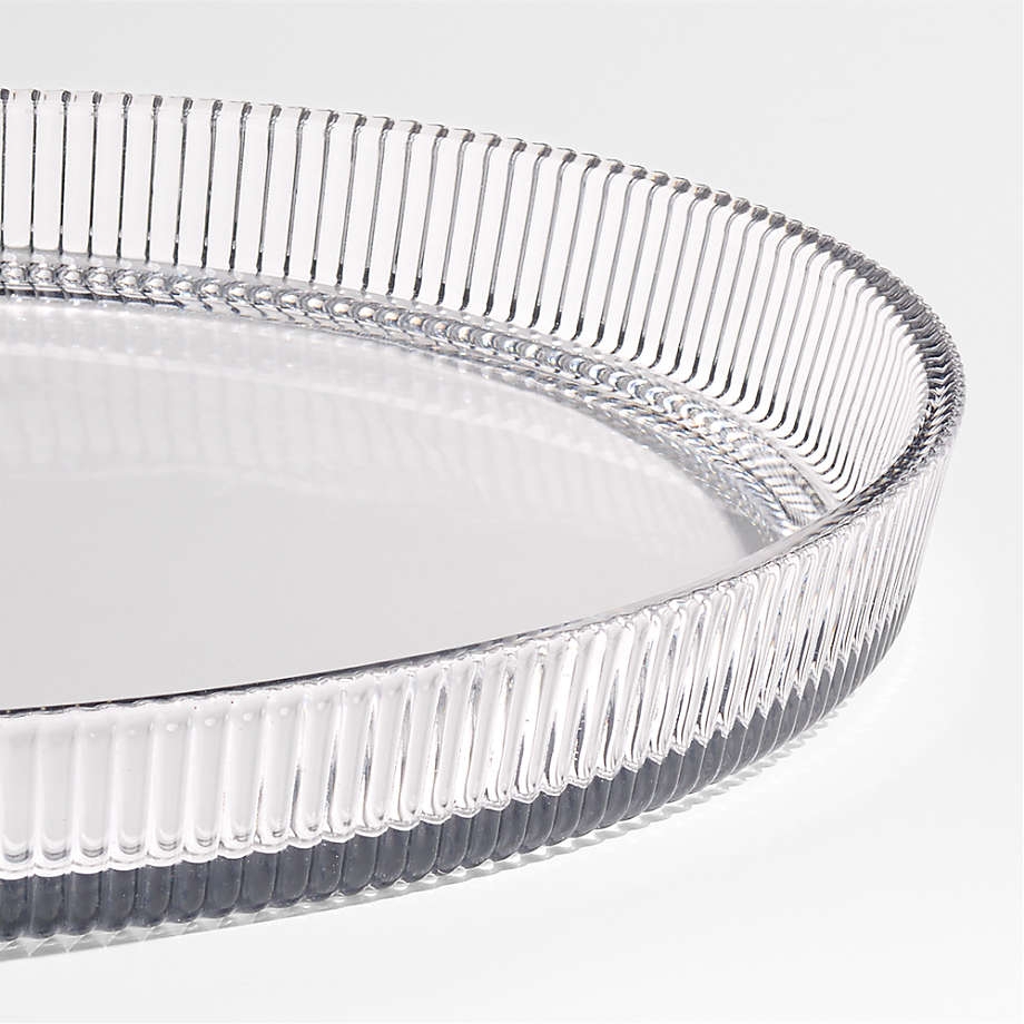 Glass Tray including Fluted Texture and Ribbed Rim