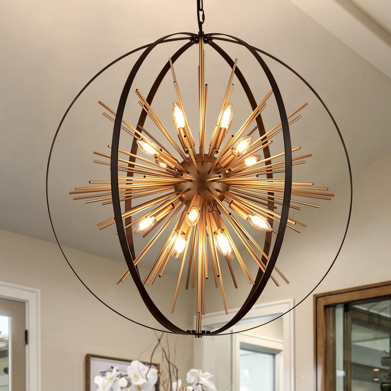 Globe Chandelier 31-Inch Multi Directional Lighting