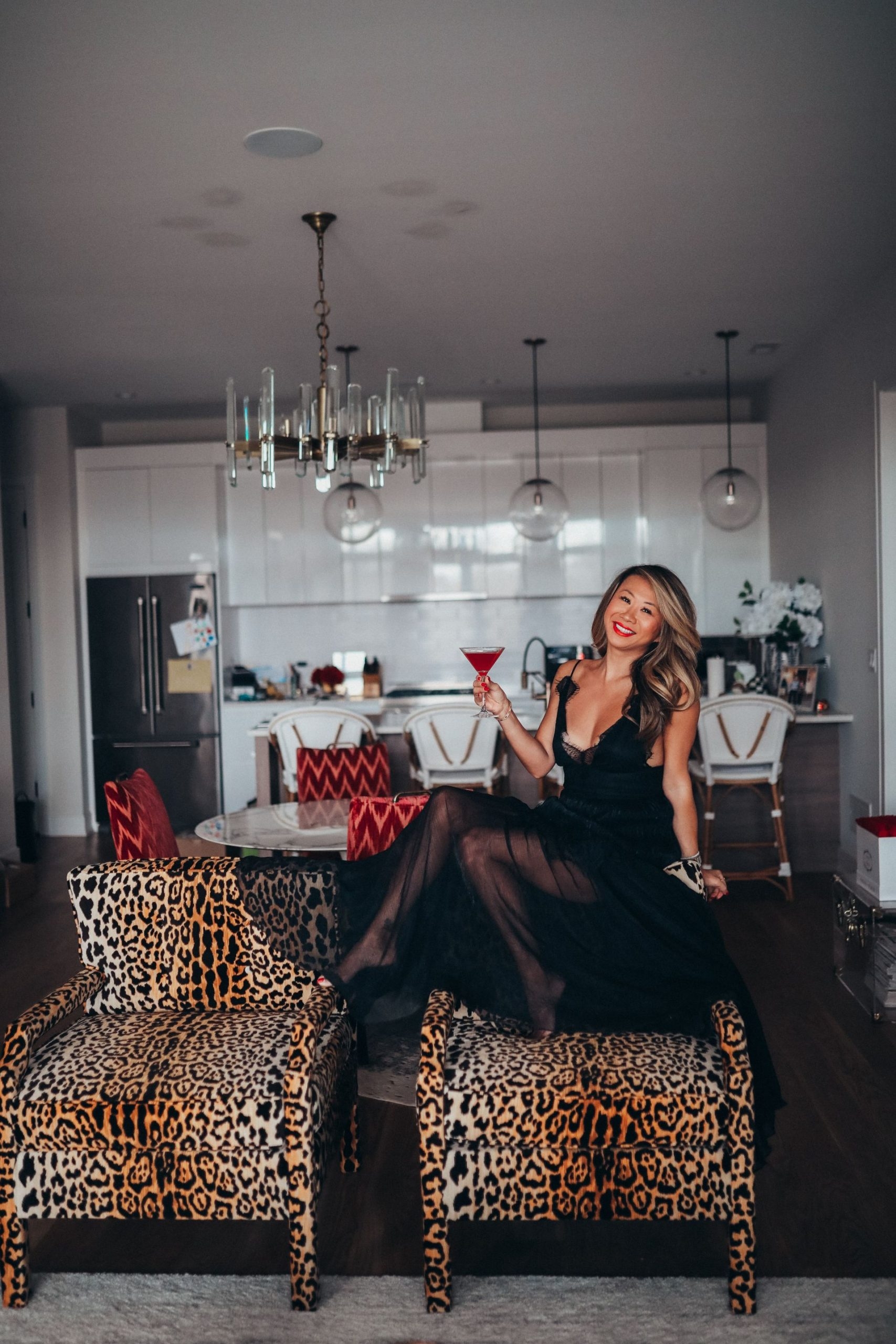 Gold Accent Seating Chair for Glamorous Kitchen Living Combo
