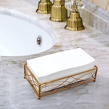 Guest Towel Holder Gold Wire Tray and Brass Wire Napkin Tray