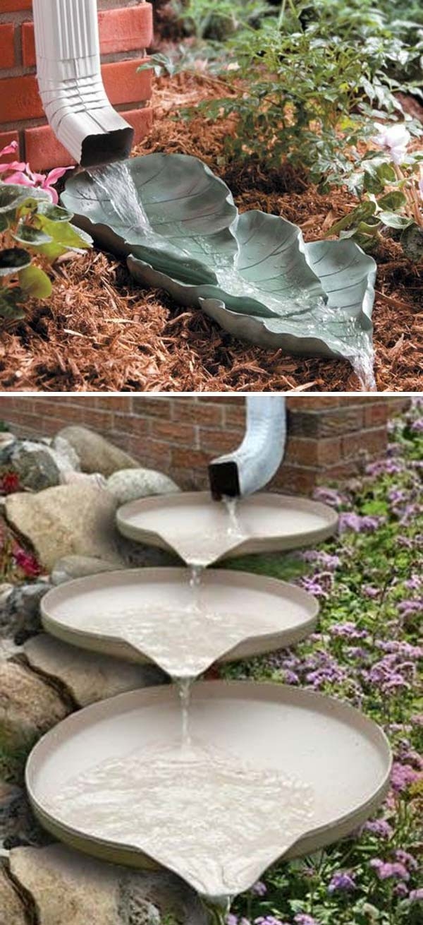 Gutter Splash Block Leaf Shaped Trough Tiered Waterfall Extension