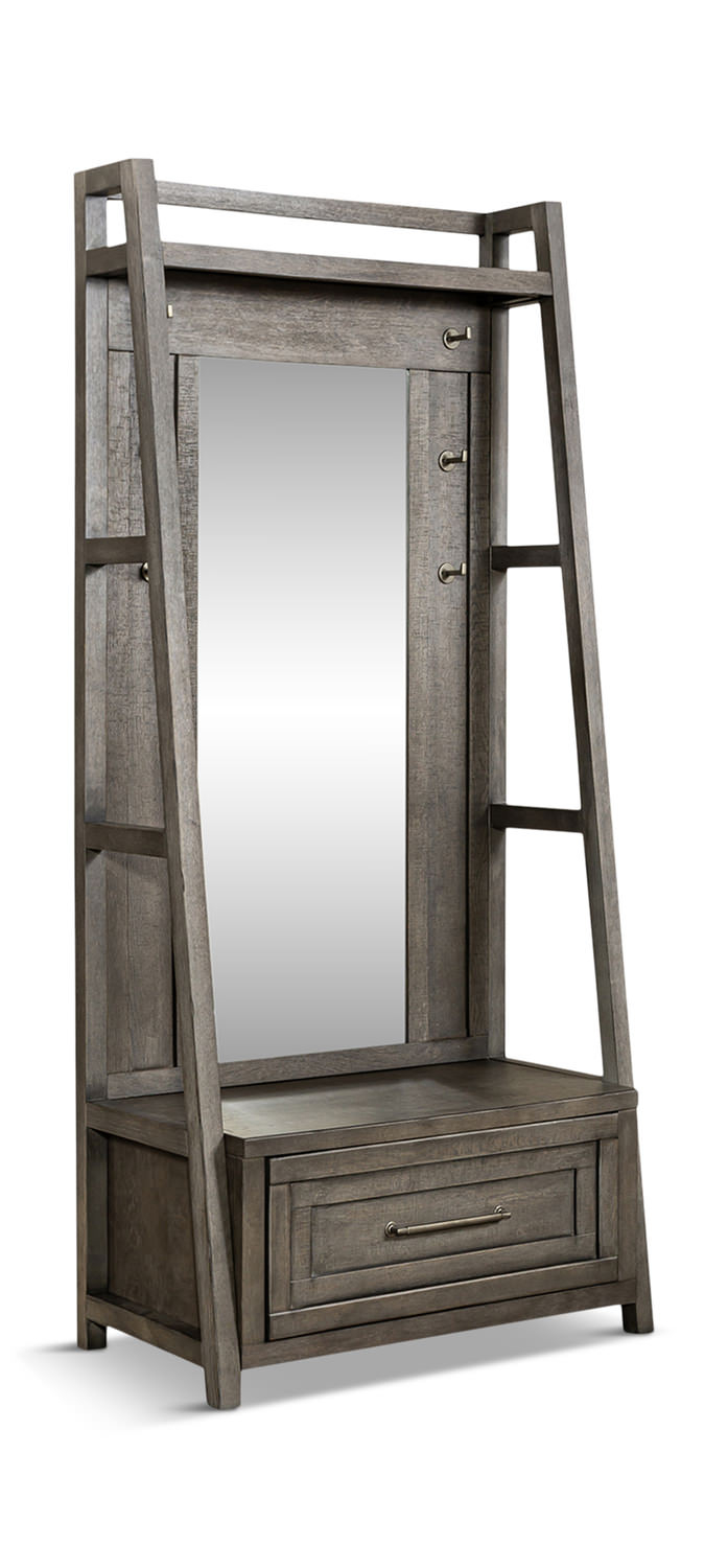 Hall Tree A-Line Frame Modern Gray Hall Tree with Mirror