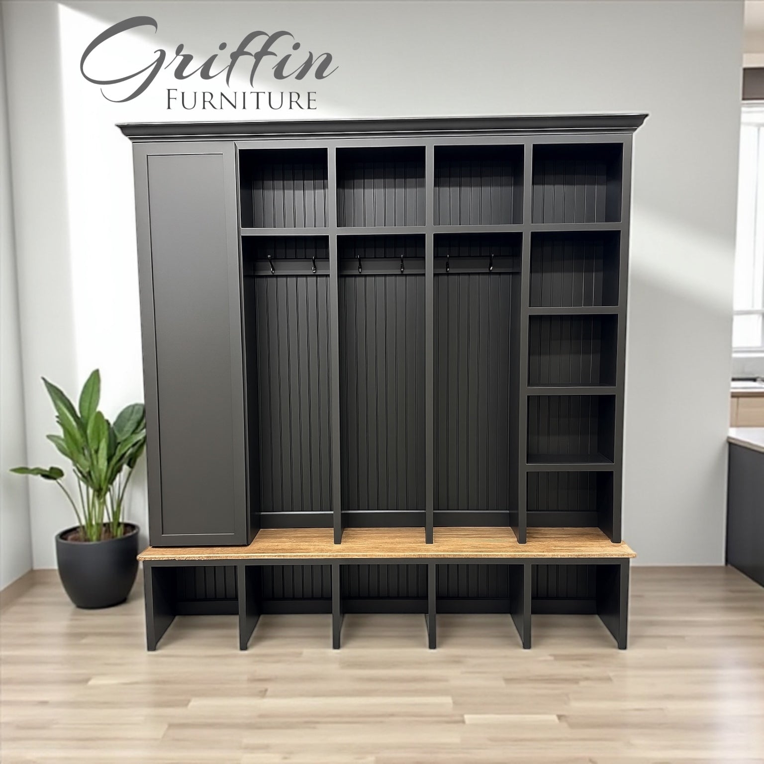 Hall Tree Bench Black Beadboard Backing Wardrobe Cabinet