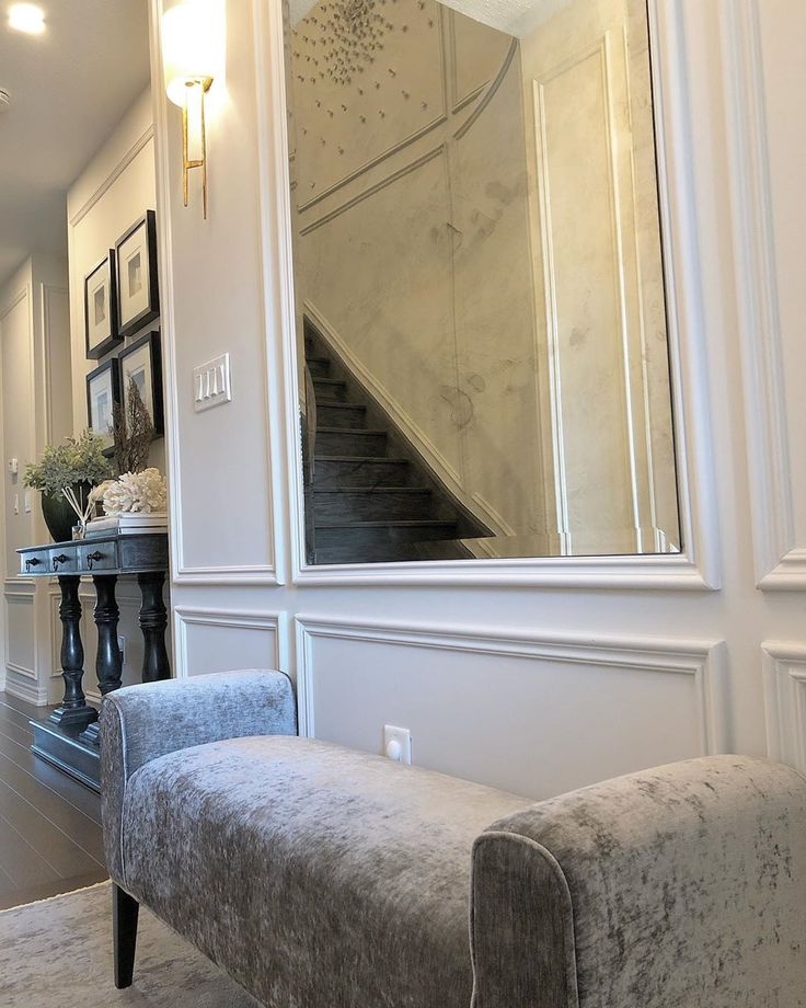 Hallway Bench: Custom Panelling Antique Mirror Finish Entry