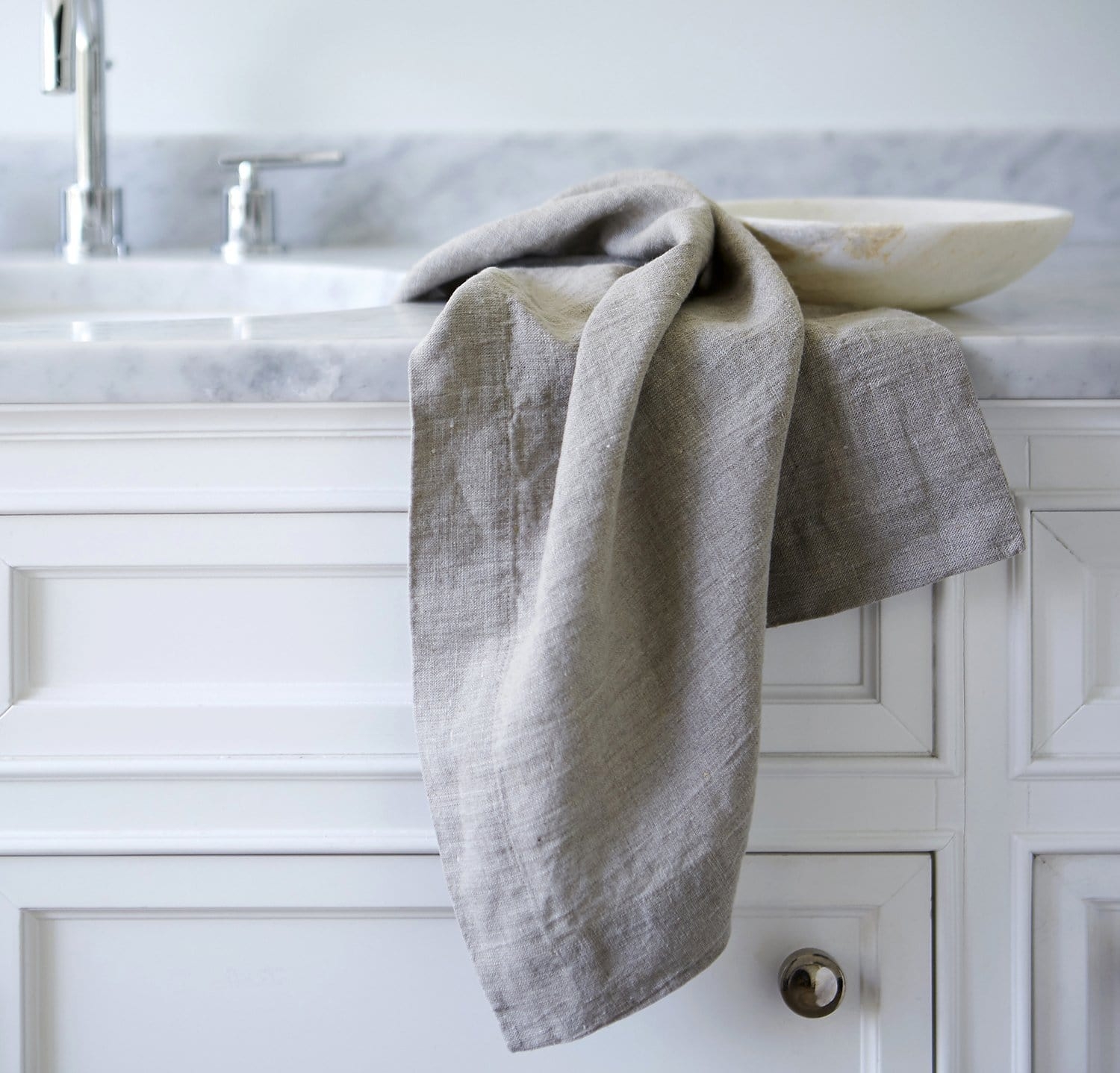 Hand Towel with Woven Linen Texture and Natural Linen Hand Towels