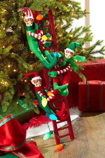 Holiday Decor Climbing Elves on Miniature Ladder with C9 Lights
