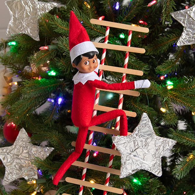 Holiday Decoration DIY Popsicle Stick Ladder and Foil Wrapped Stars