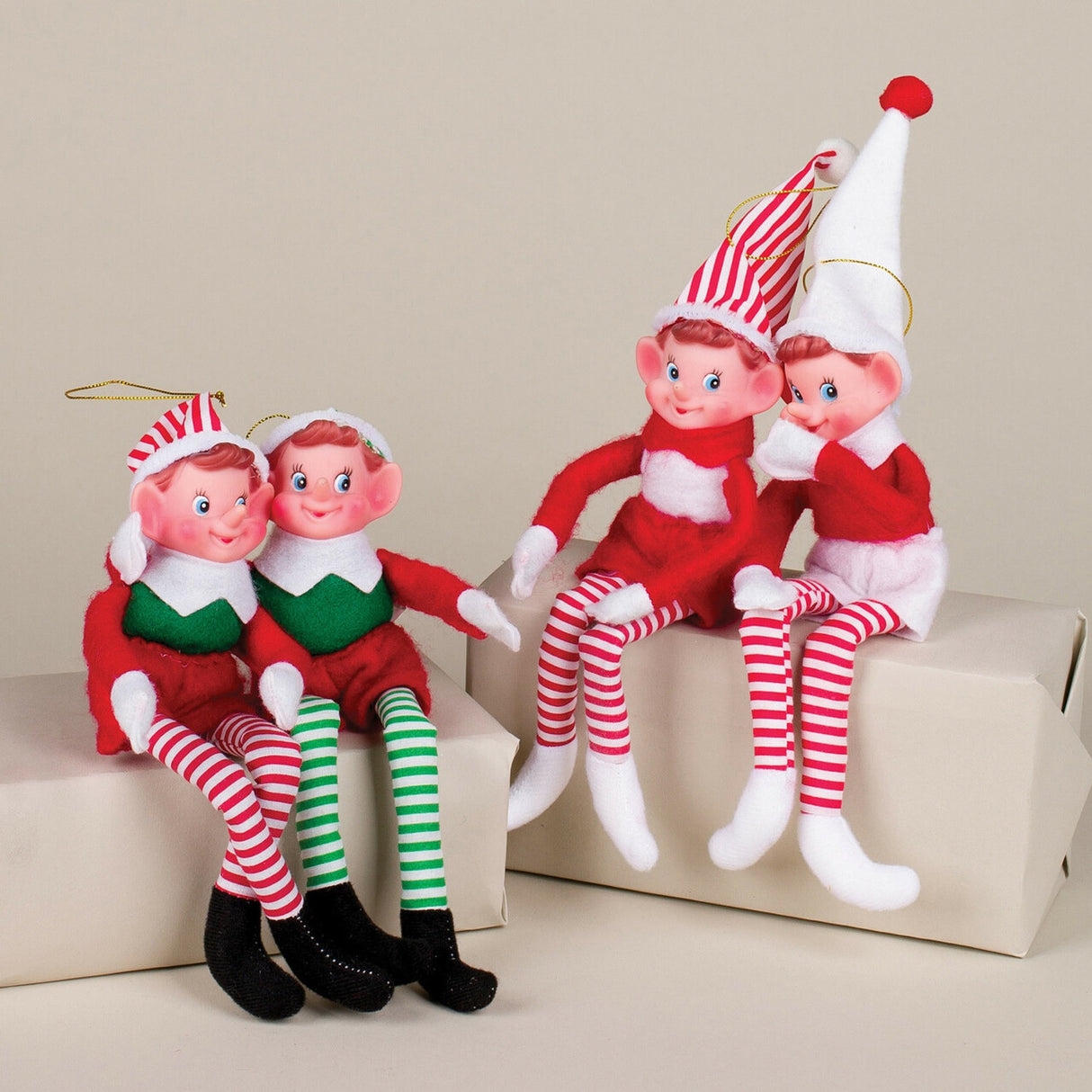 Holiday Figurine Bendable Poseable Shelf Sitter with Striped Pattern