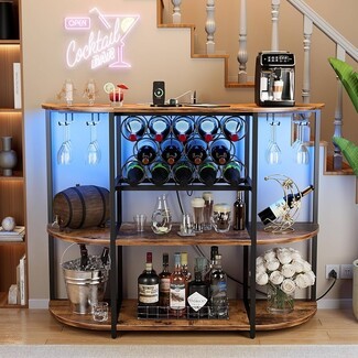 Home Bar Cabinet with Led Lights and Under Stair Fit