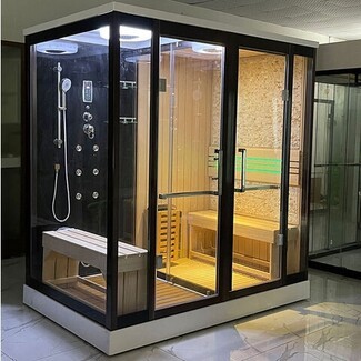 Home Spa Unit with LED Accent Wall Steam Sauna Combo