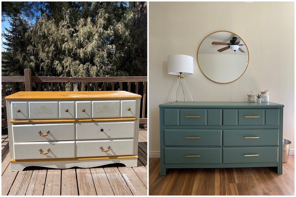 Horizontal Dresser Round Mirror Green Dresser Makeover