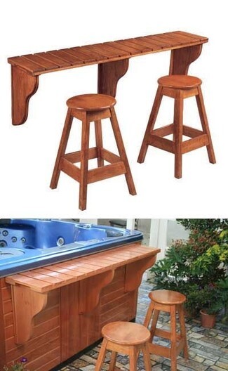 Hot Tub Bar: Corbel Brackets Slat Wood Bar Set Walnut