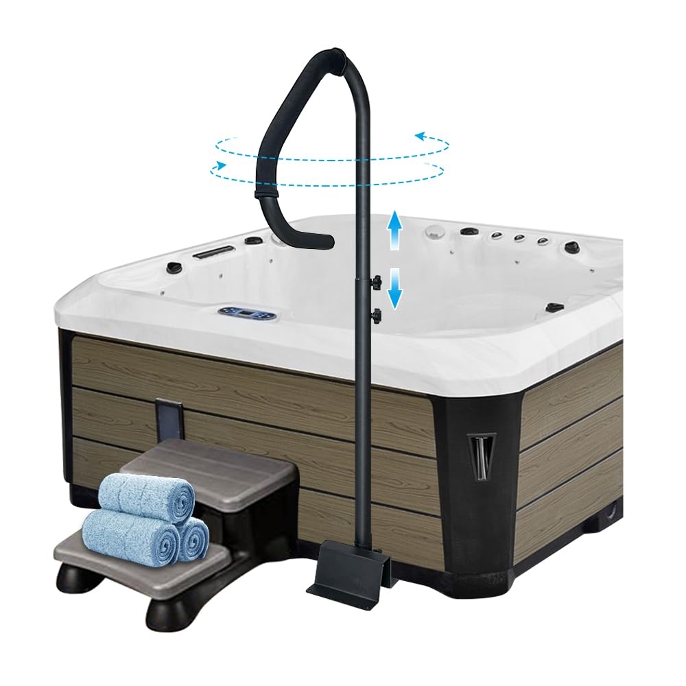 Hot Tub Handrail With Swivel Top and Adjustable Height Poles
