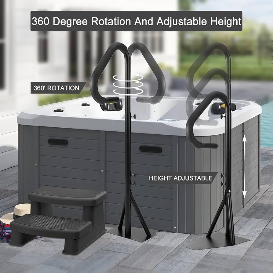 Hot Tub Safety Rail with 360 Degree Rotation Mechanism