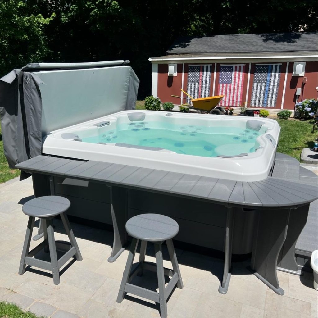 Hot Tub Spa: Slate Gray Curved Spa Bar Top Ledge Set