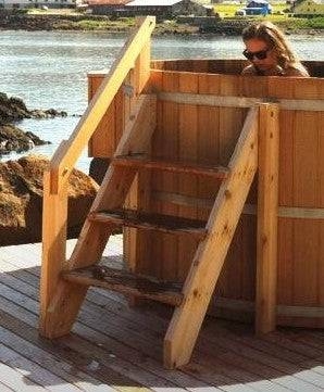 Hot Tub Stairs With Integrated Handrail and Open Risers