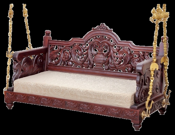 Indoor Swing With Floral Carved Backrest and Kalash Motif