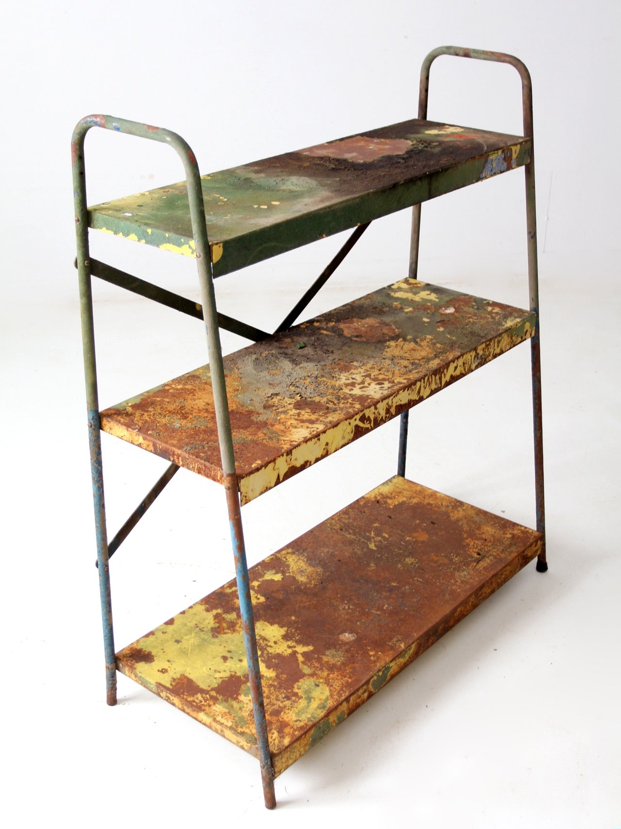 Industrial Shelving featuring Heavy Patina and X Brace Storage