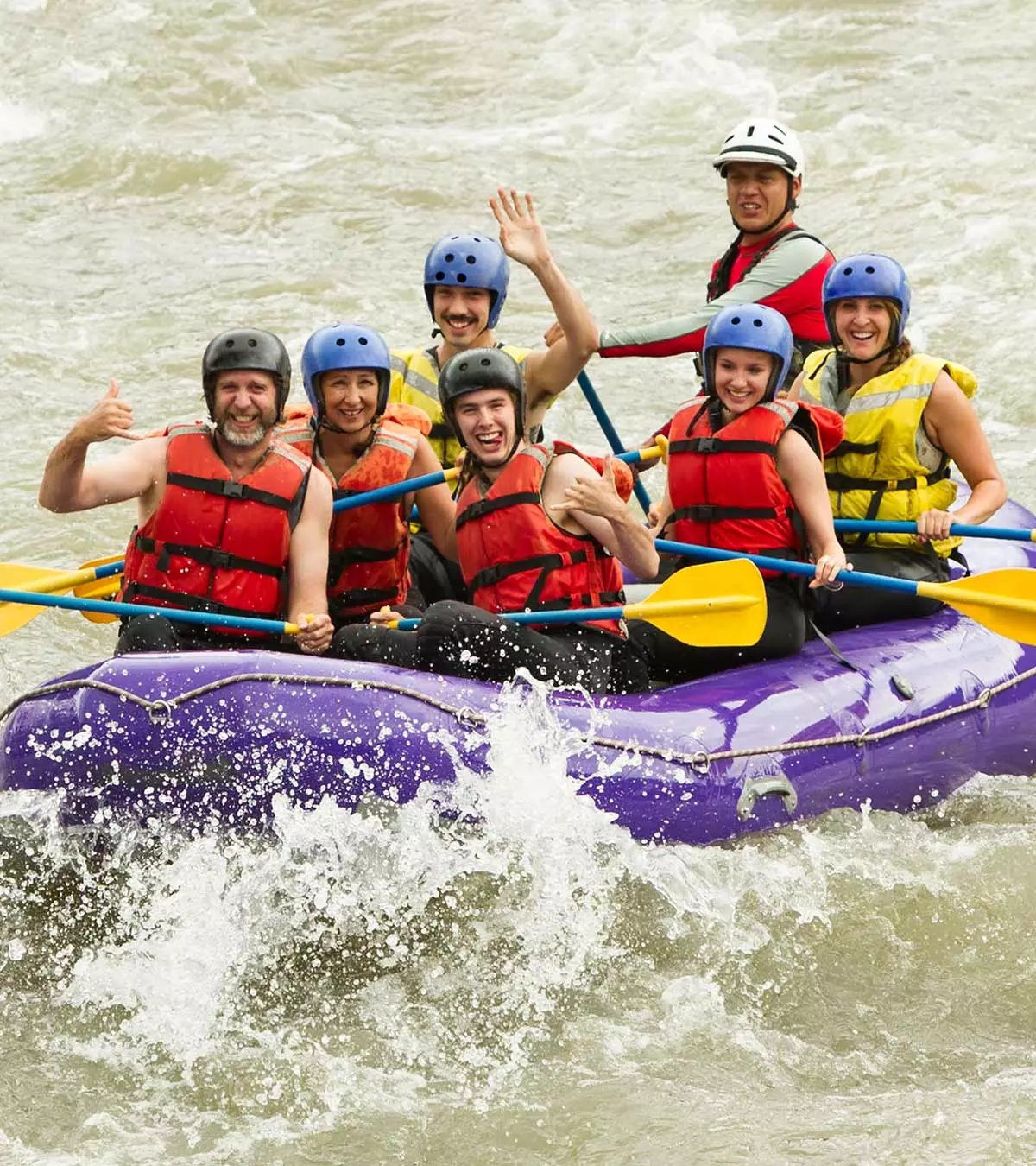 Inflatable Raft with Royal Purple Hull for Group Adventure