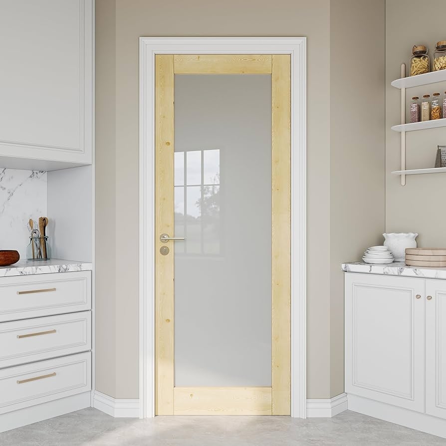 Interior Door Frosted Glass Insert Light Pine Shaker