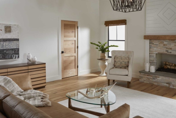 Interior Door Horizontal Three Panel Wood Grain Texture