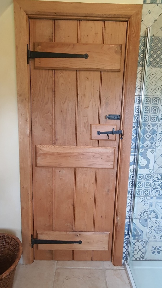Interior Door Ledged Solid Wood Grain Strap Hinges Oak