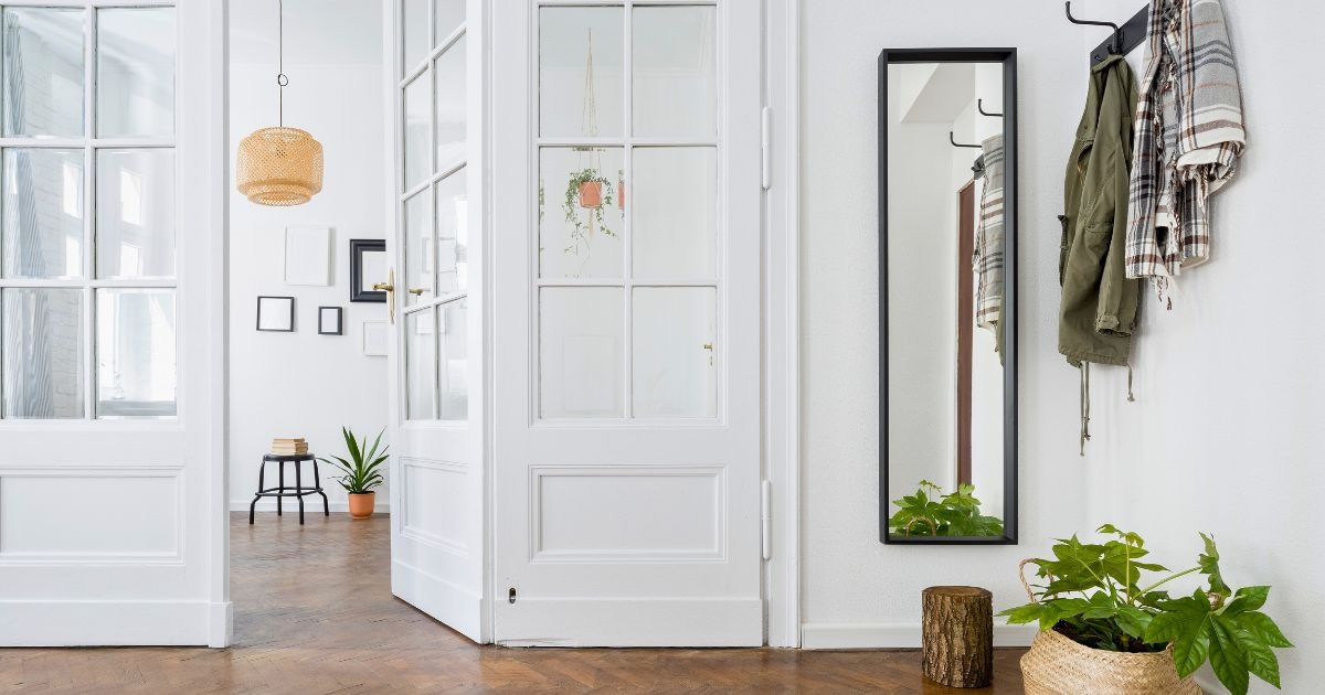 Interior French Doors 8-Pane Glass Shaker White Bottom