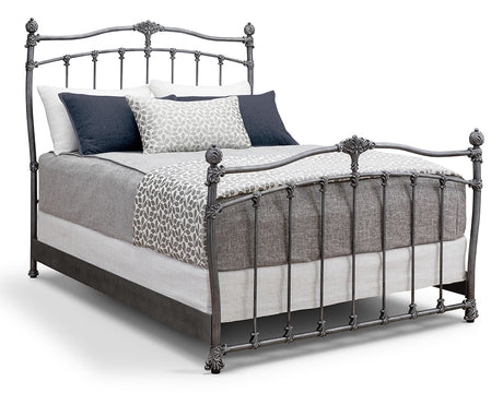 Iron Bed with Decorative Castings and Antique Pewter