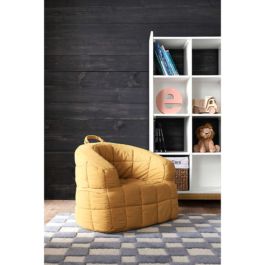 Kids Lounge Chair in Savannah Yellow with Puffy Quilted Fabric