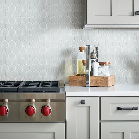Kitchen Backsplash Hexagon Tile and Honeycomb Tile Wall Pattern