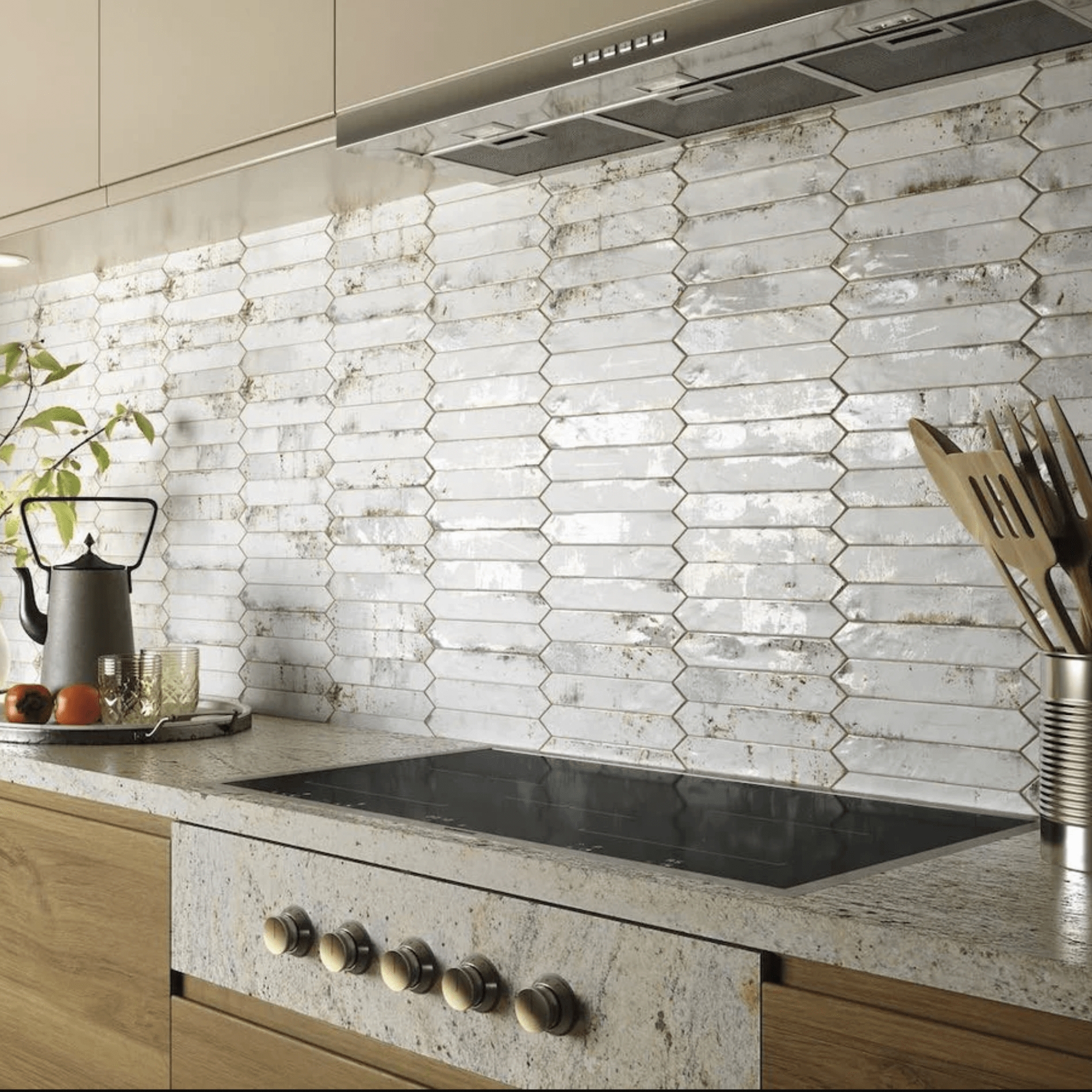 Kitchen Backsplash Picket Shape and Antique White Picket Tiles