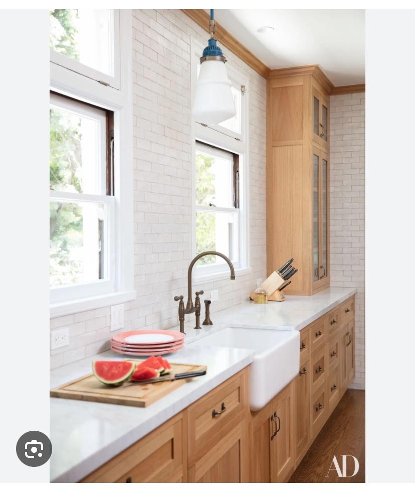 Kitchen Cabinetry: Antique Bronze Bridge Faucet Farmhouse Sink