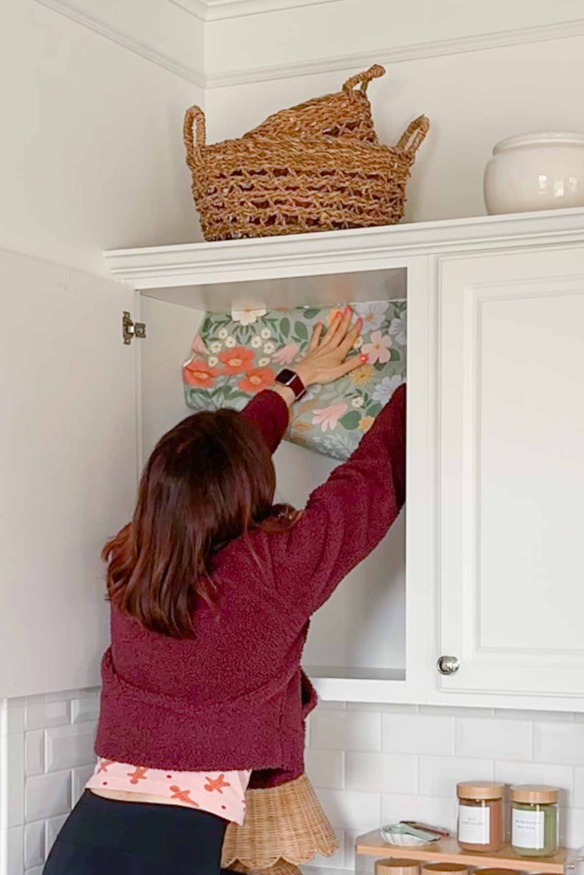 Kitchen Cabinetry Floral Liner Peel And Stick Wallpaper