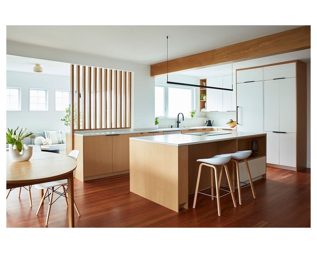 Kitchen Cabinetry: Light Oak Veneer Slat Room Divider