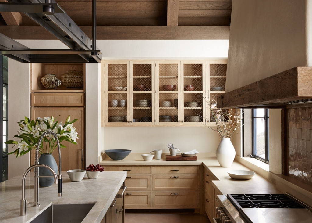 Kitchen Cabinetry: Wire Mesh Inserts Rustic Wood Style