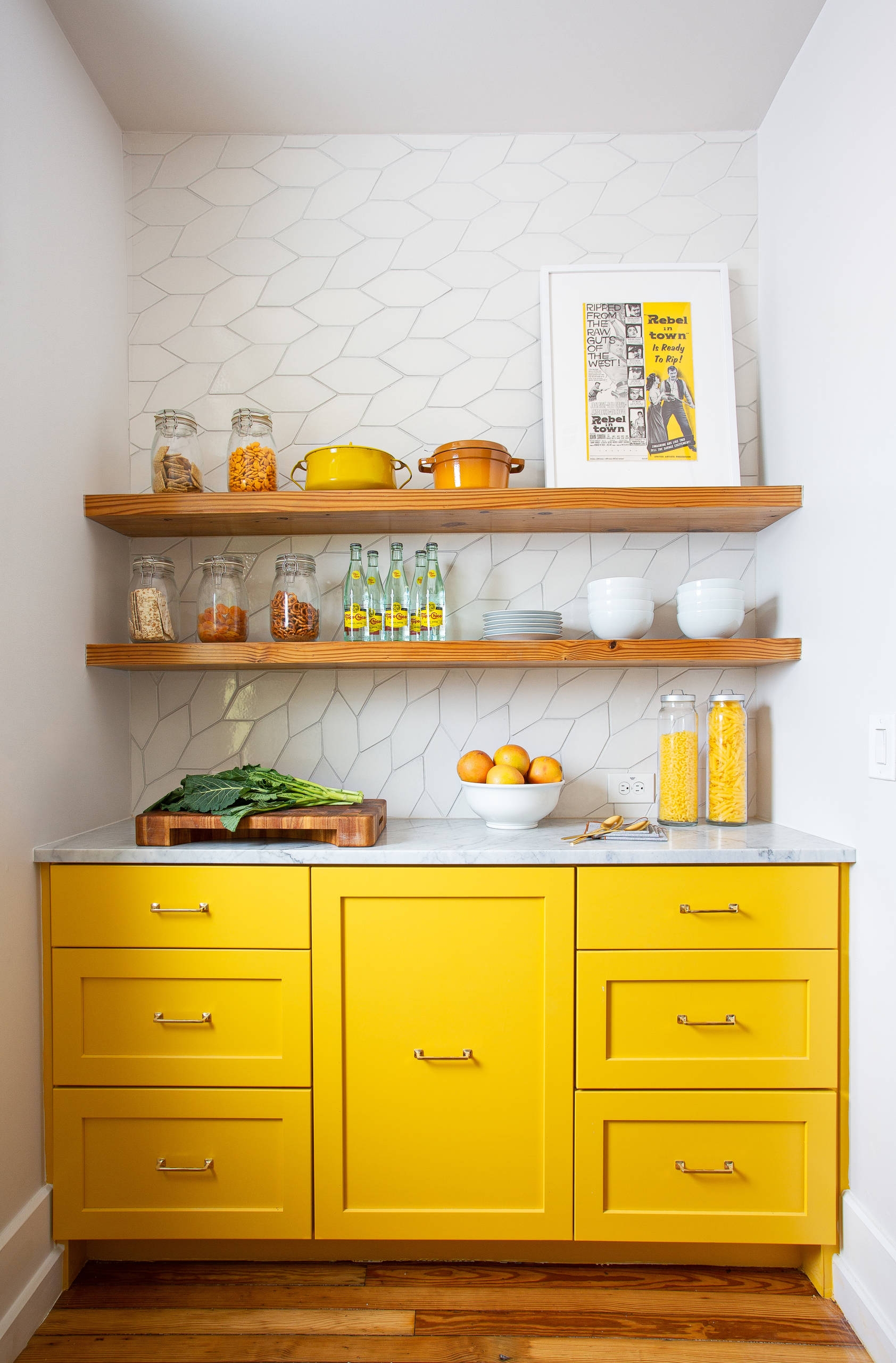 Kitchen Cabinetry with Leaf Tiles: modern pantry organization