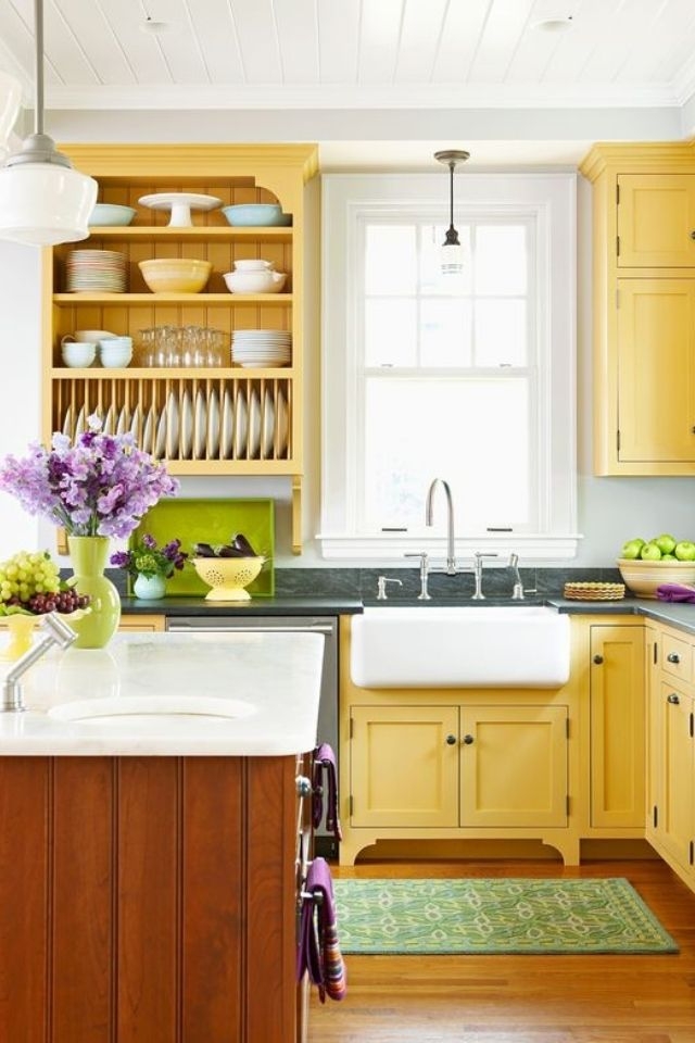Kitchen Cabinetry with Plate Rack: farmhouse sink design ideas